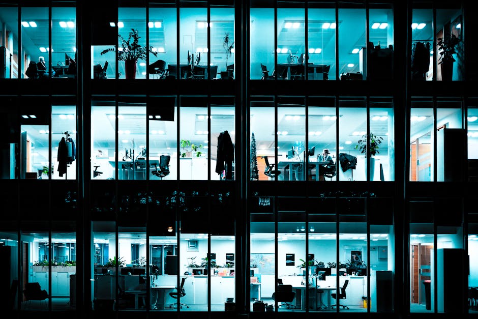 Night view of modern office building